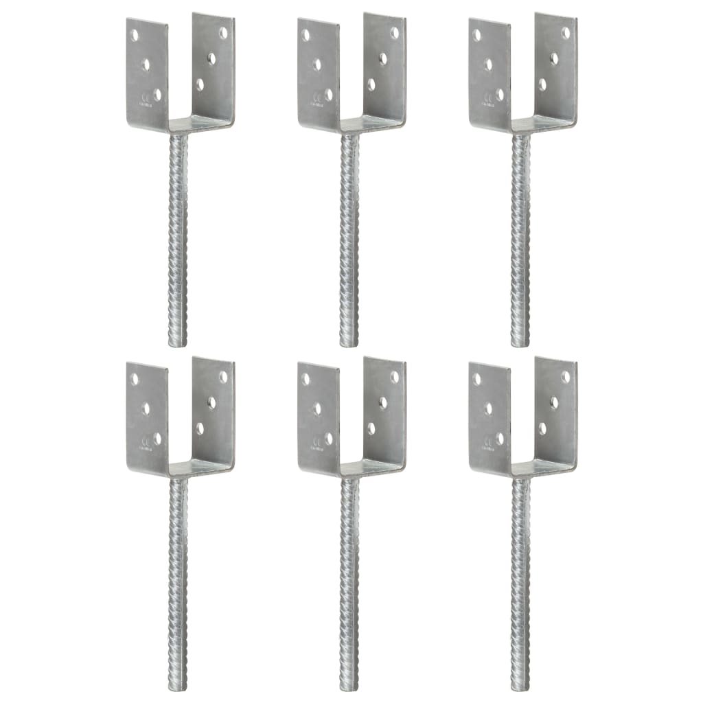 hegnspløkker 6 stk. 7x6x30 cm galvaniseret stål sølvfarvet