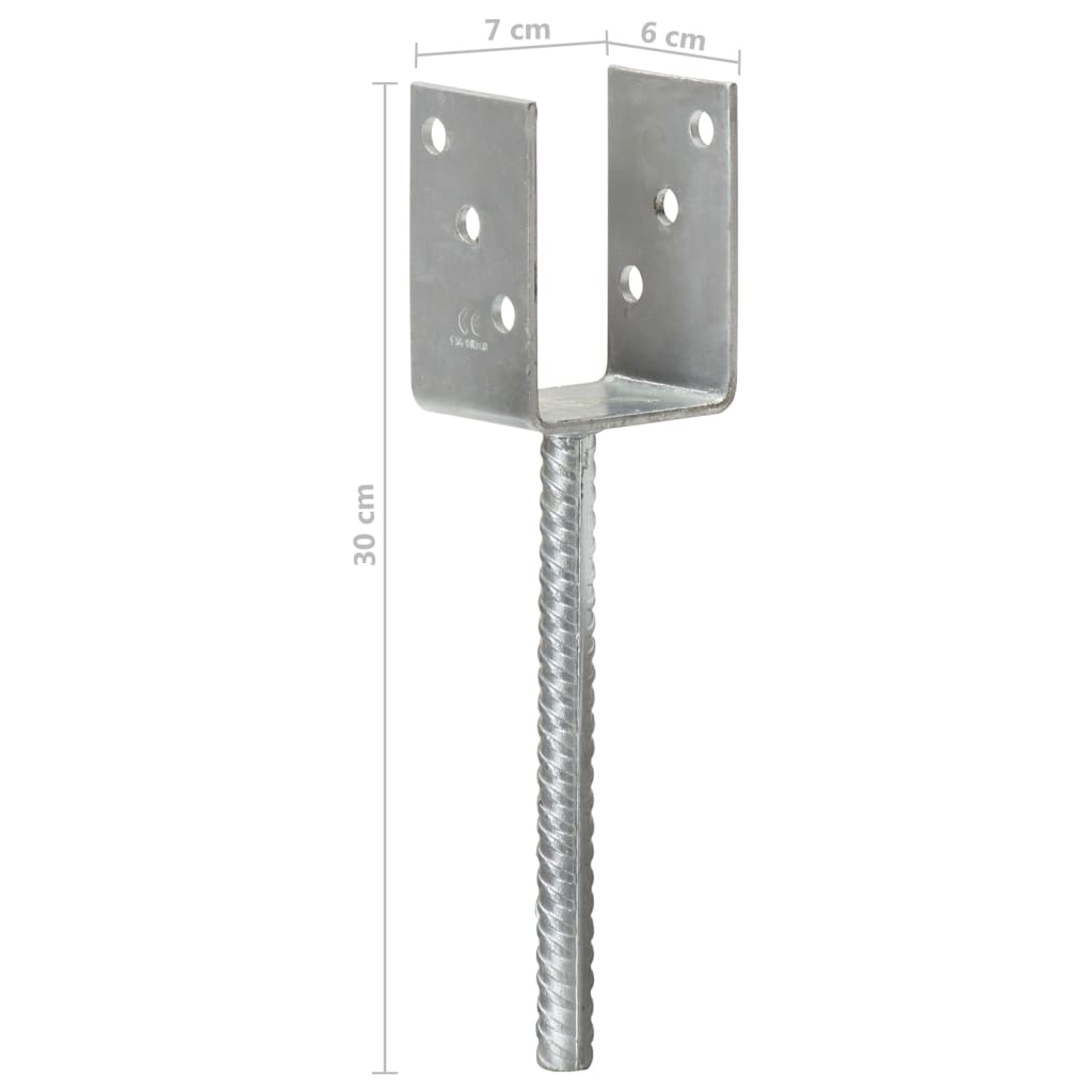 hegnspløkker 6 stk. 7x6x30 cm galvaniseret stål sølvfarvet