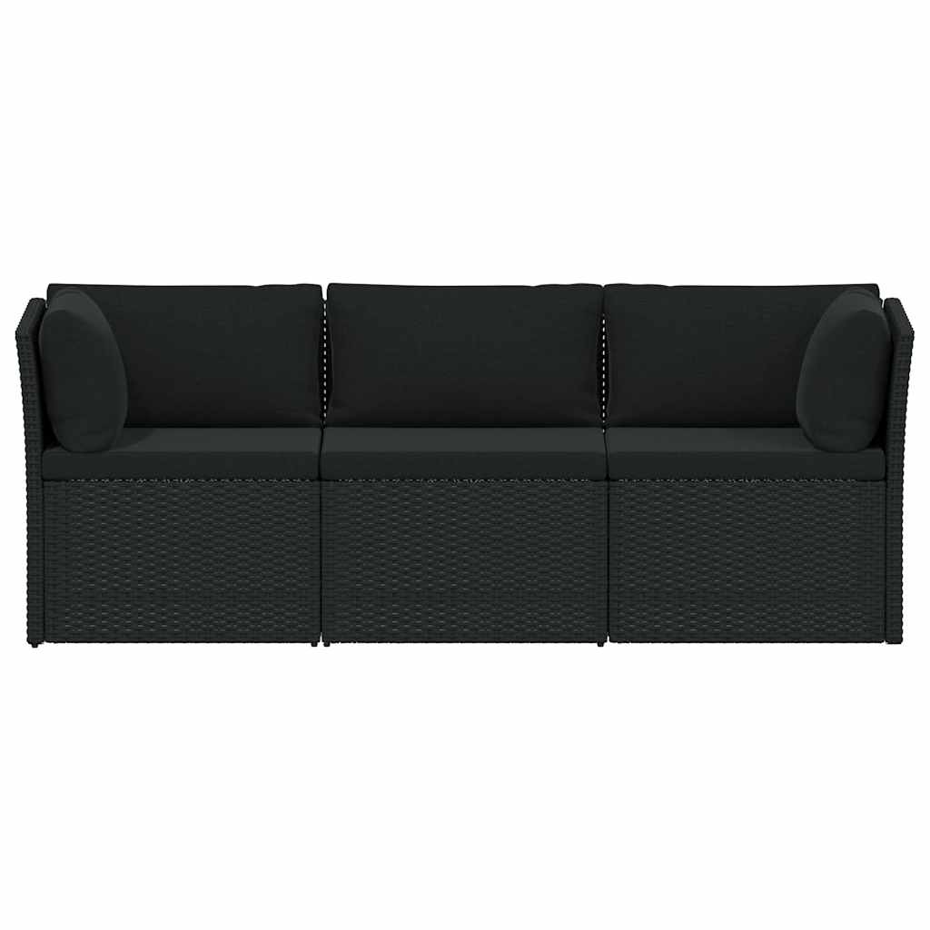 haveloungesæt 4 dele med hynder polyrattan sort