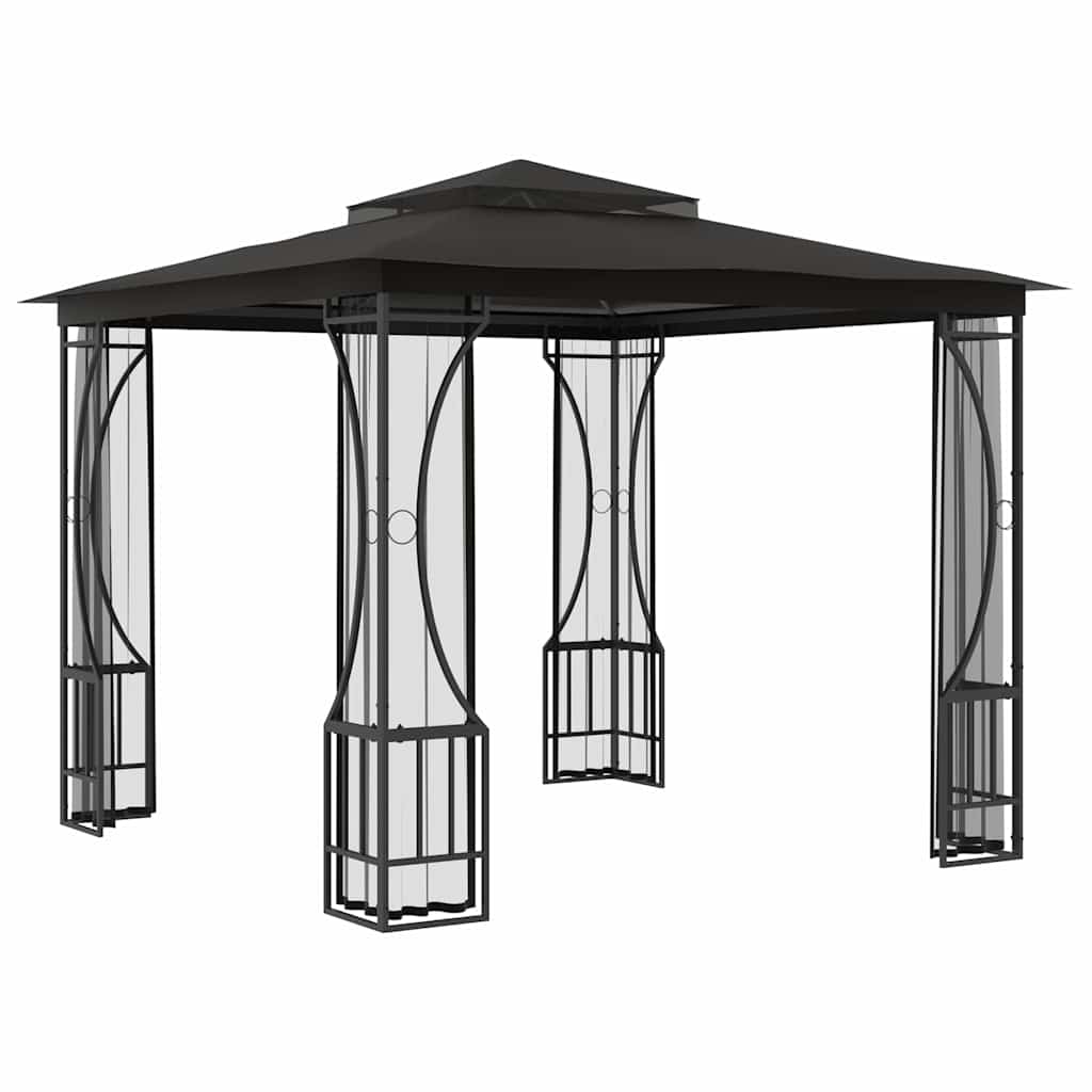 pavillon med net 300x300x265 cm antracitgrå