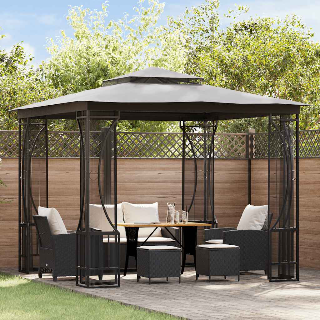 pavillon med net 300x300x265 cm antracitgrå