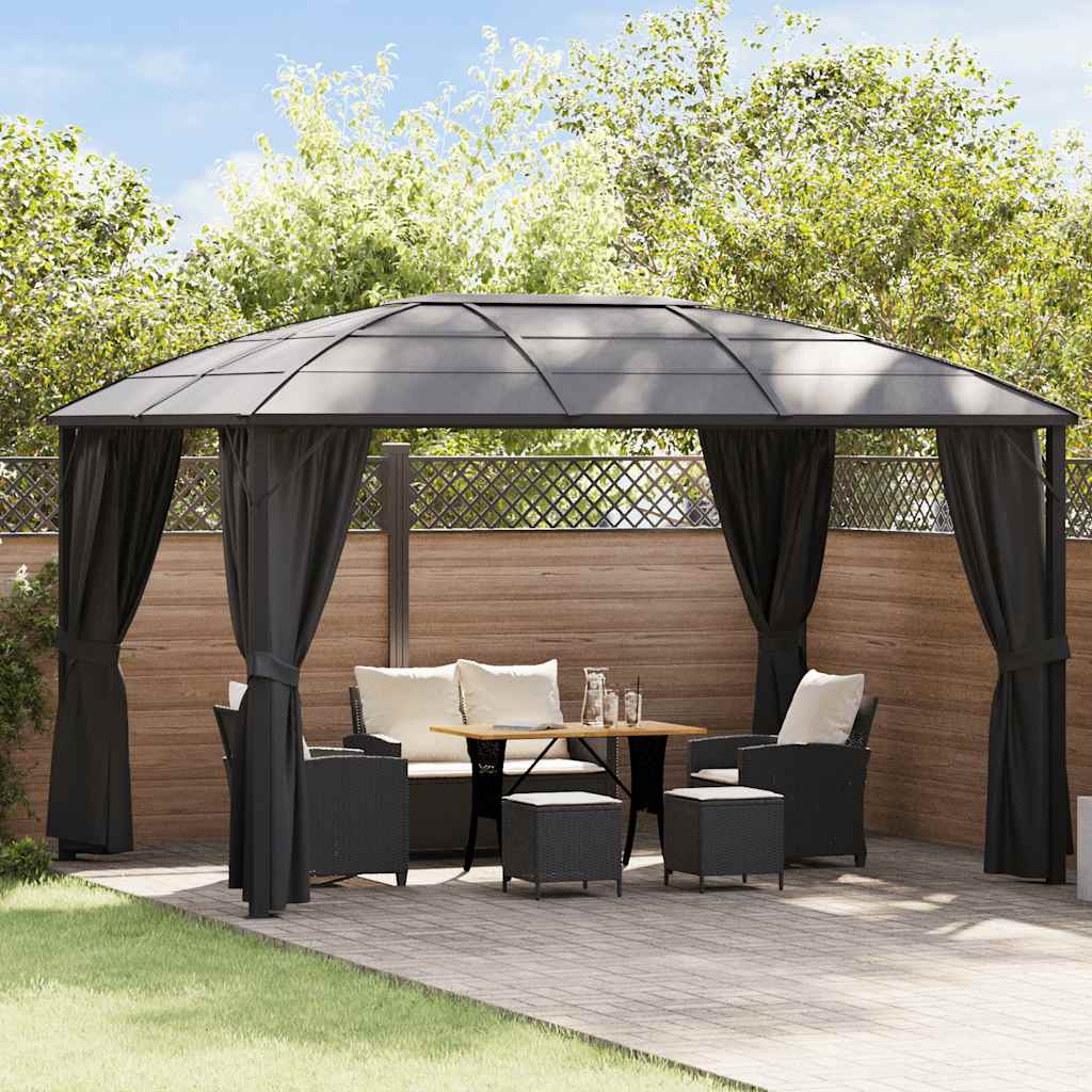 pavillon med gardiner 400x300x265 cm antracitgrå