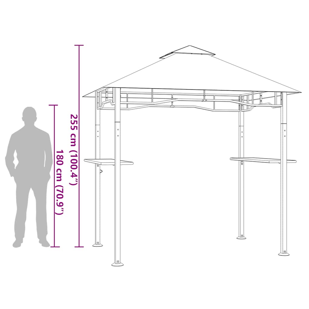 grillpavillon 240x150x255 cm stål antracitgrå