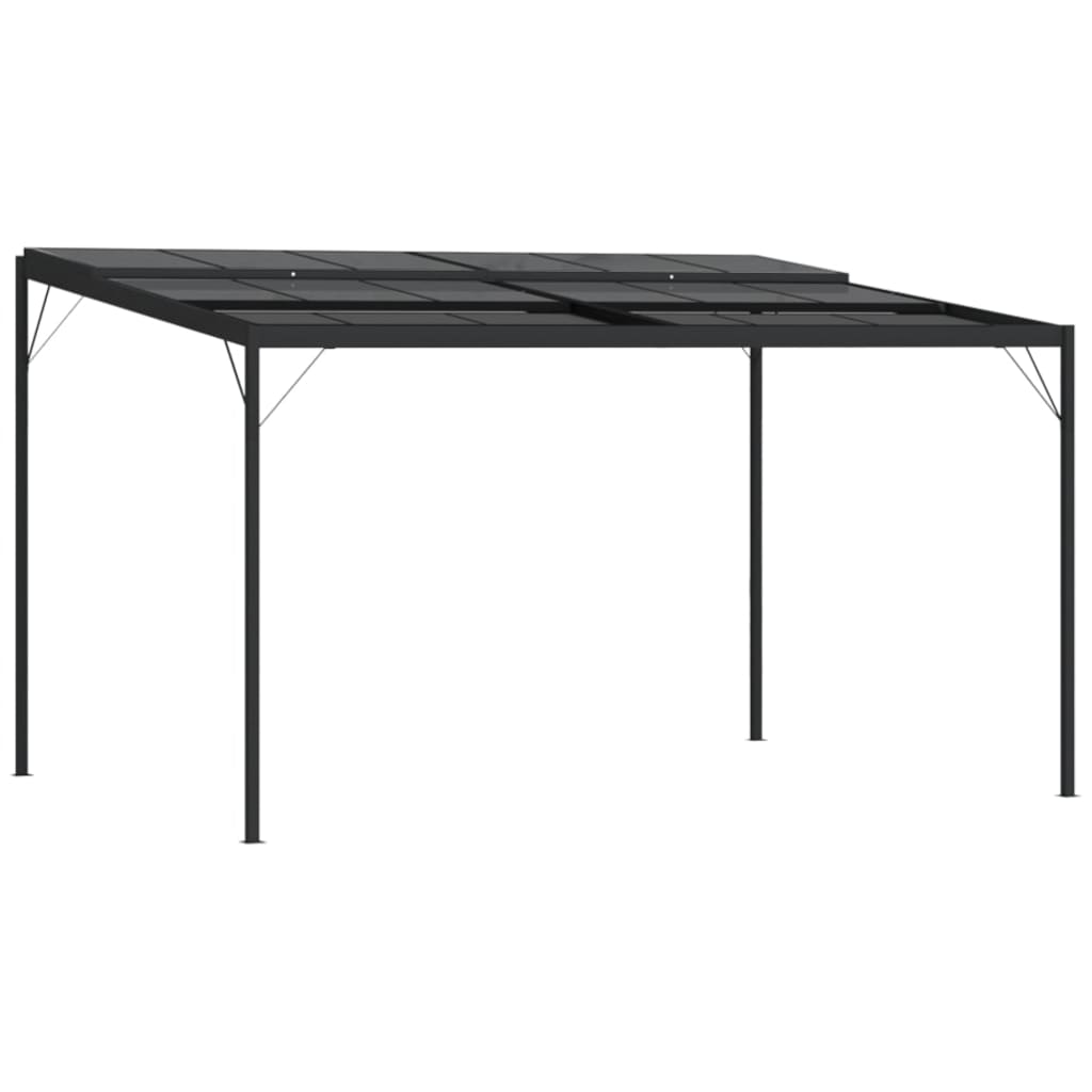pavillon med tag 4x3x2,5 m aluminium og stål antracitgrå