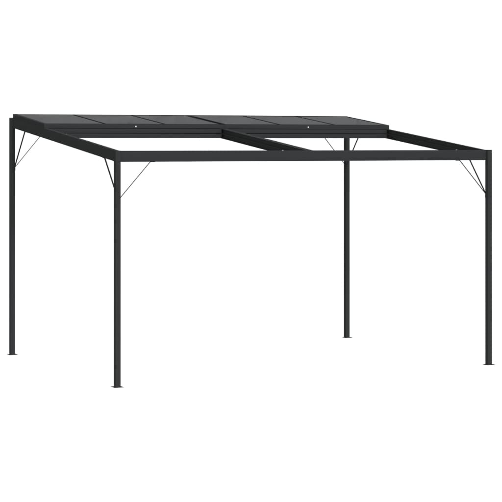 pavillon med tag 4x3x2,5 m aluminium og stål antracitgrå