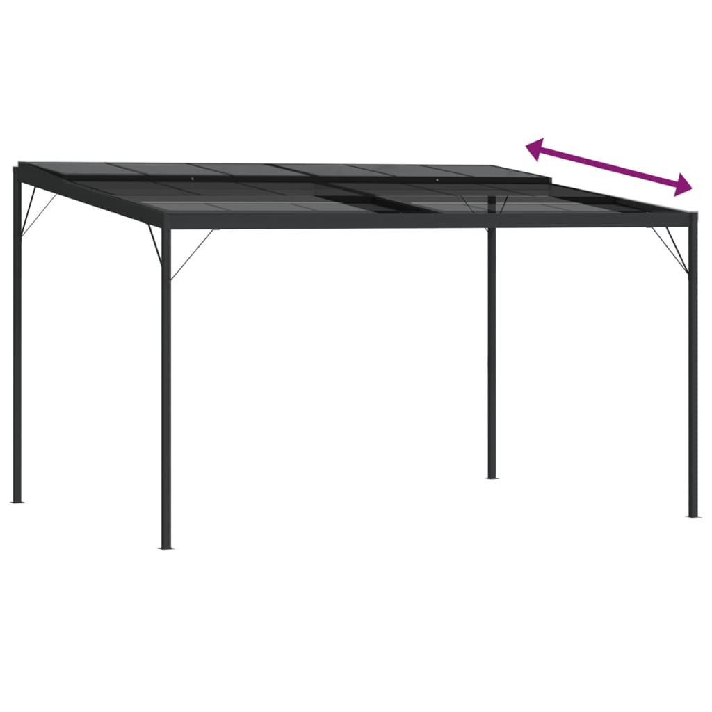 pavillon med tag 4x3x2,5 m aluminium og stål antracitgrå