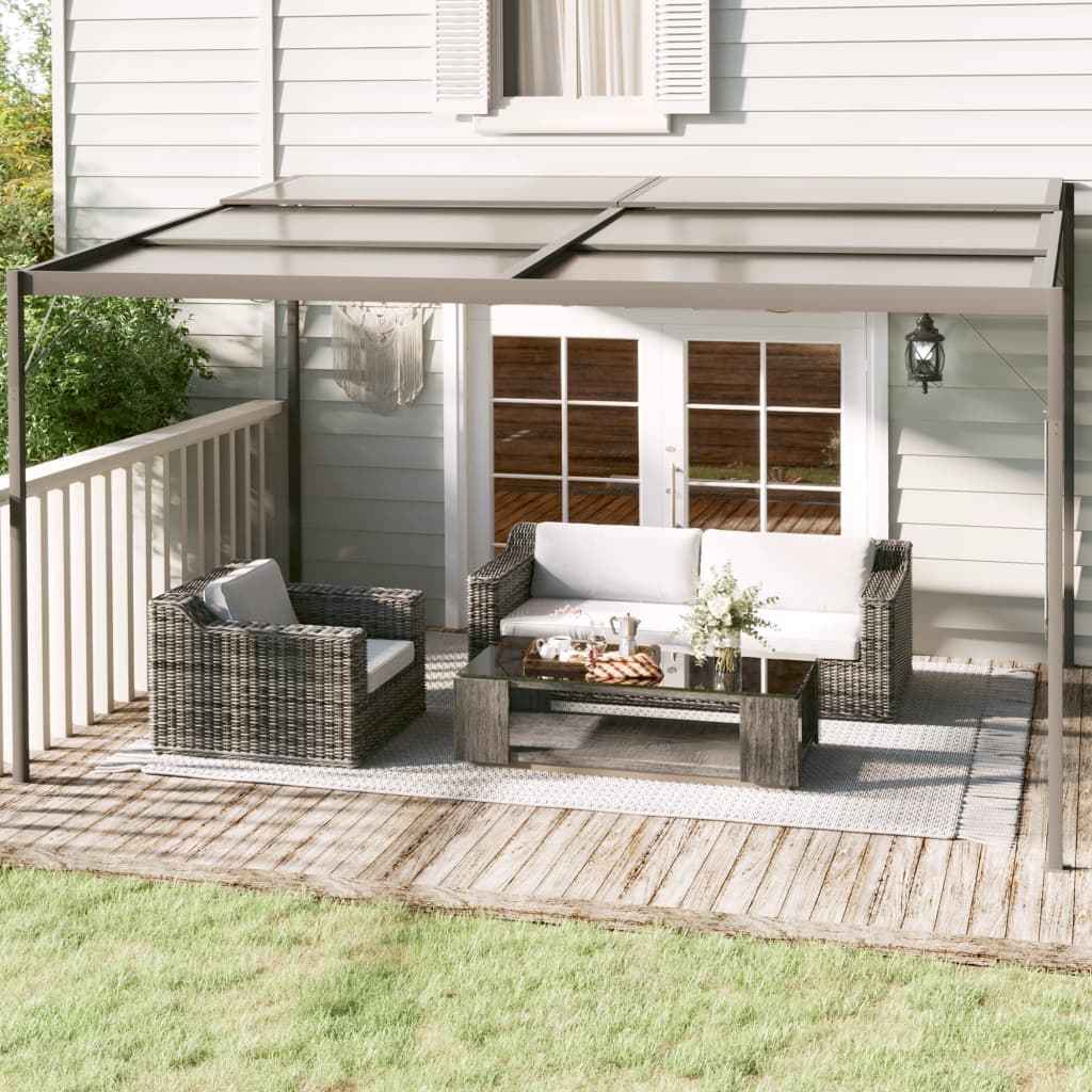 pavillon med tag 4x3x2,5 m aluminium og stål antracitgrå