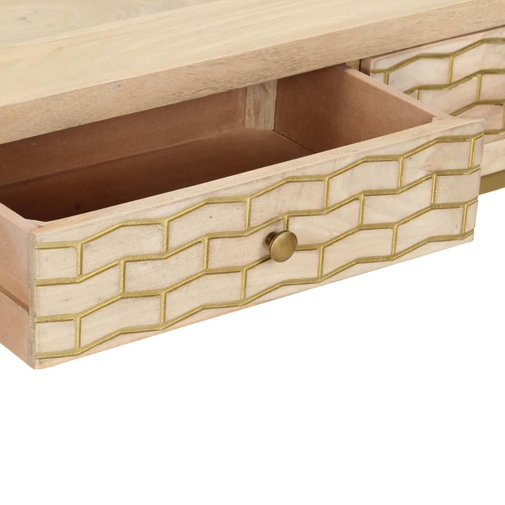 konsolbord 90x30x75 cm massivt mangotræ guldfarvet