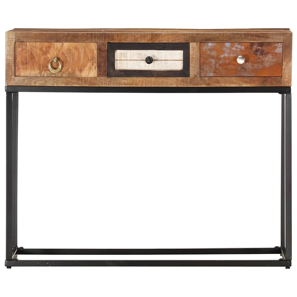 konsolbord 90x30x75 cm massivt genbrugstræ guldfarvet