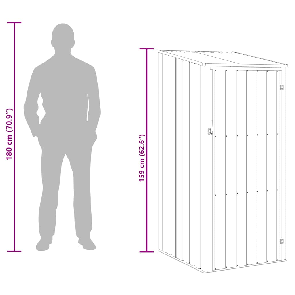haveskur 87x98x159 cm galvaniseret stål brun