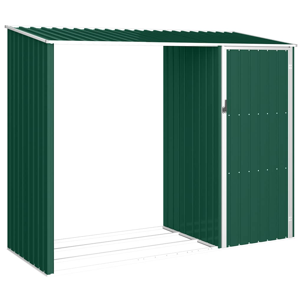 brændeskur 245x98x159 cm galvaniseret stål grøn