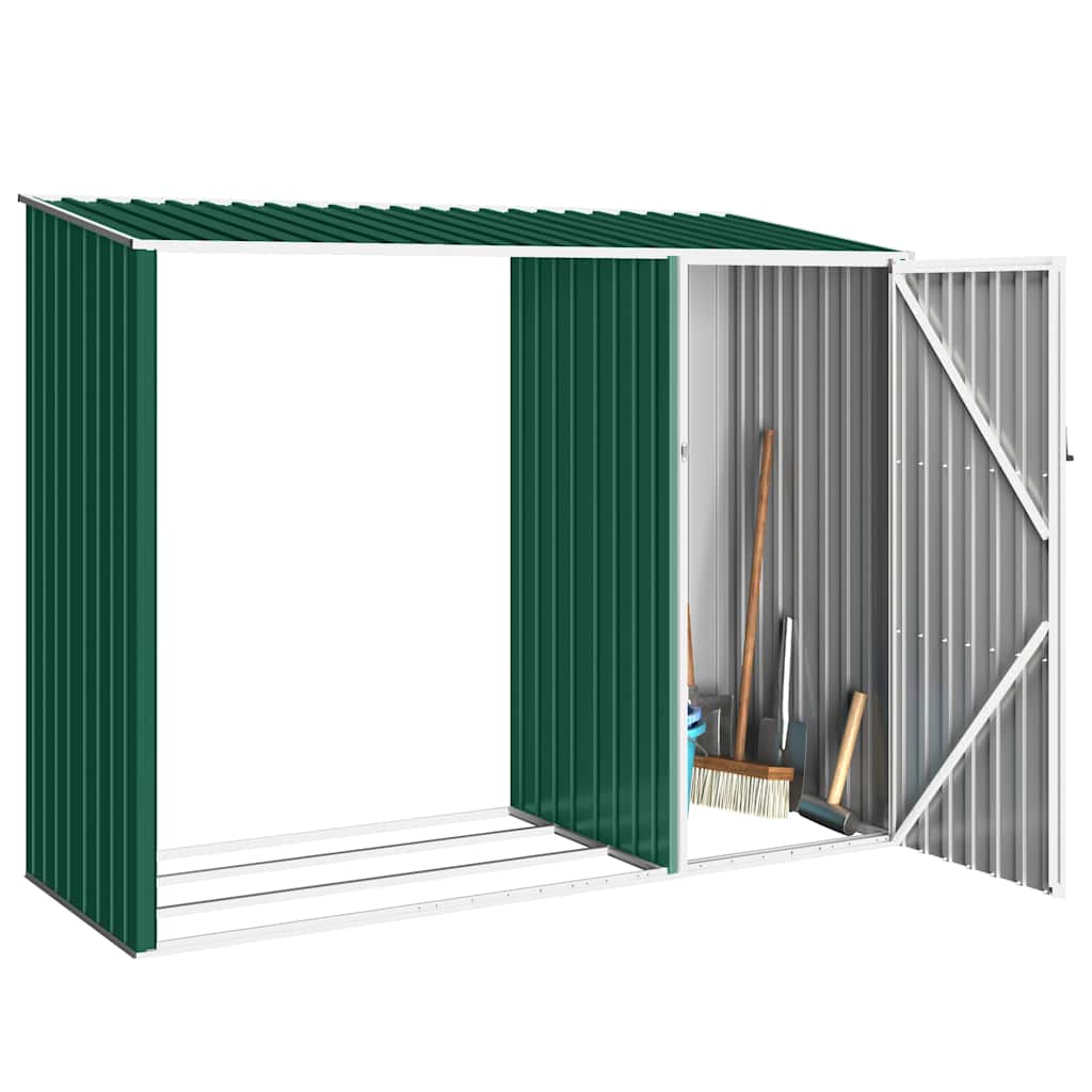 brændeskur 245x98x159 cm galvaniseret stål grøn