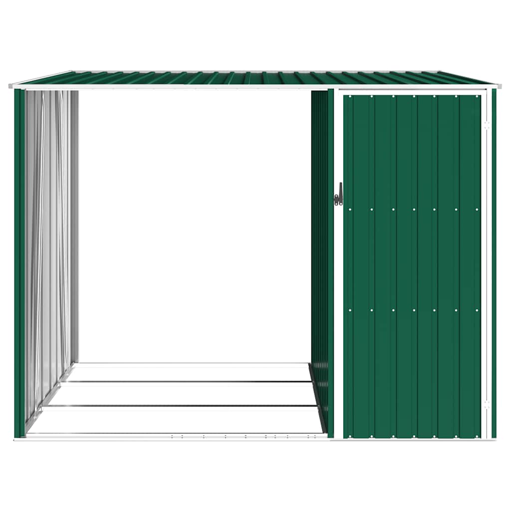 brændeskur 245x98x159 cm galvaniseret stål grøn