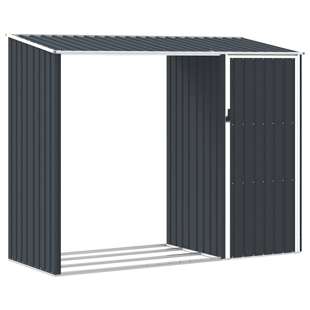 brændeskur 245x98x159 cm galvaniseret stål antracitgrå