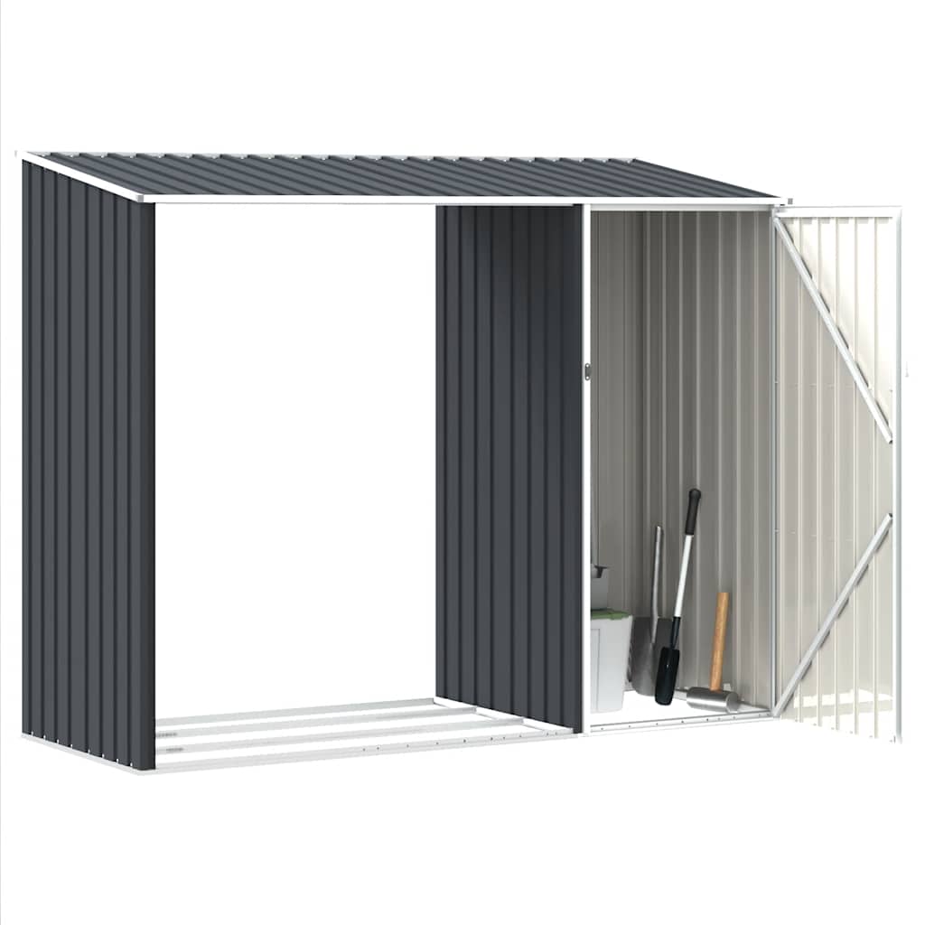 brændeskur 245x98x159 cm galvaniseret stål antracitgrå