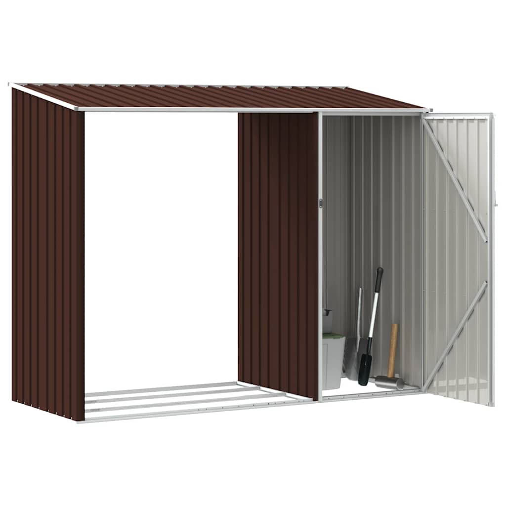 brændeskur 245x98x159 cm galvaniseret stål brun