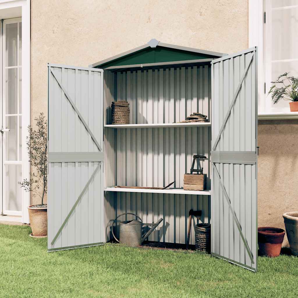 haveskur 116x45x175 cm galvaniseret stål grøn