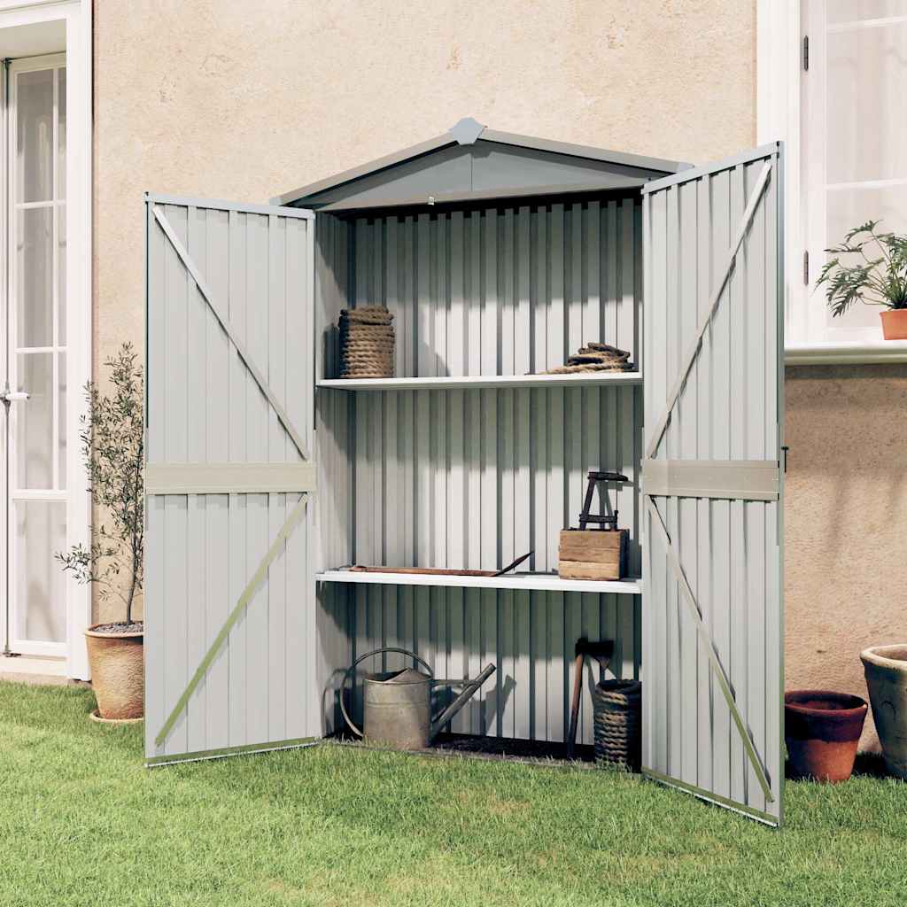 haveskur 116x45x175 cm galvaniseret stål grå