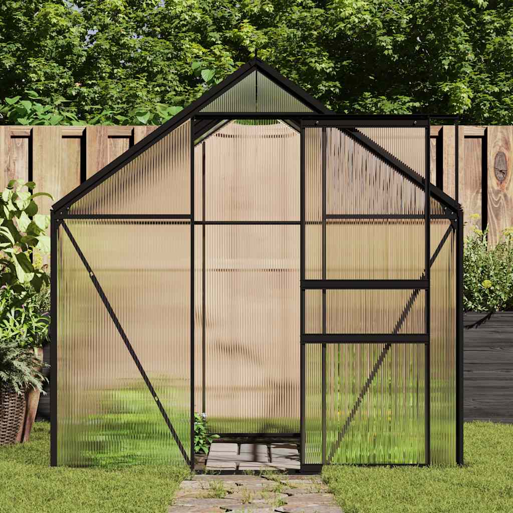 drivhus med fundamentramme 3,3 m² aluminium antracitgrå