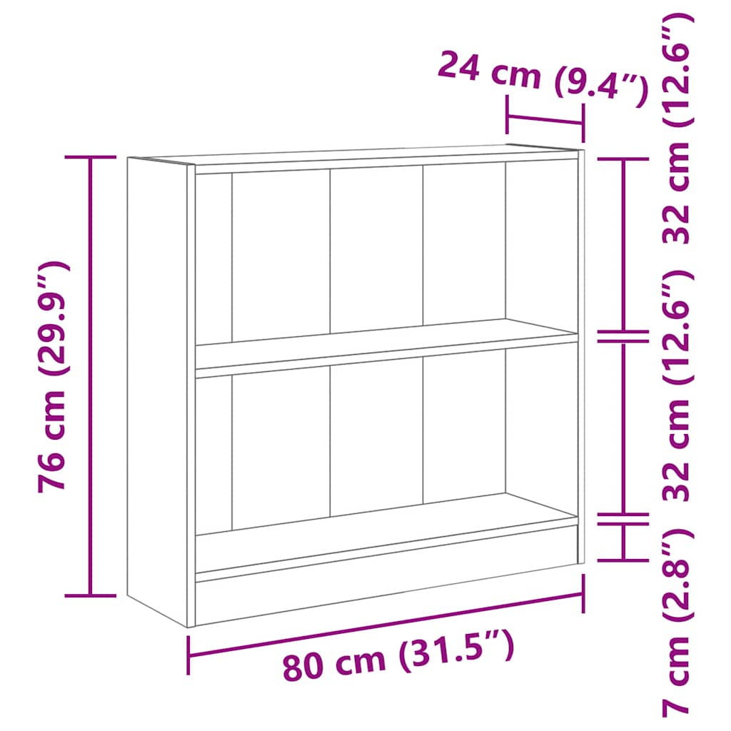 bogreol 80x24x75 cm spånplade sonoma-eg