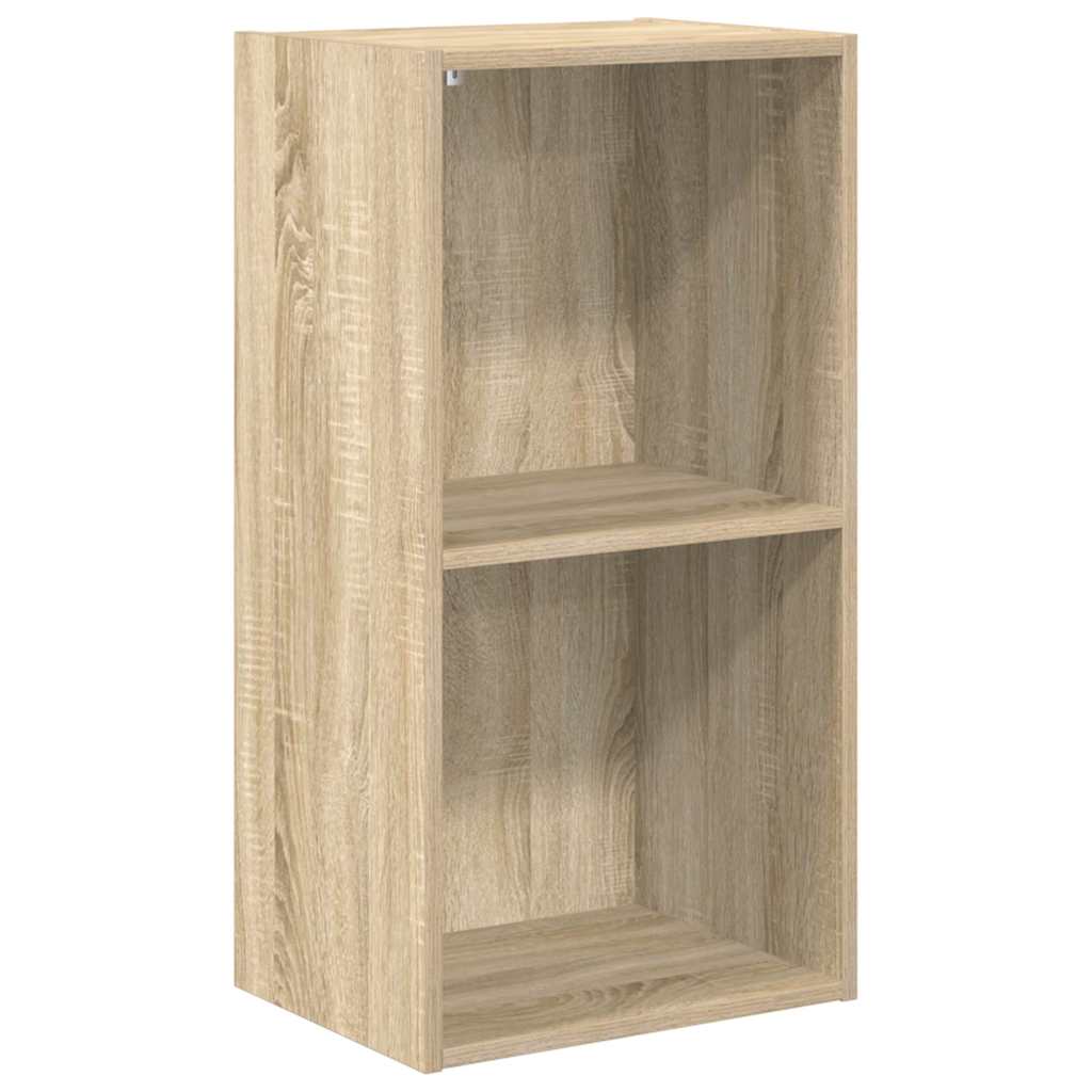 bogreol med 2 hylder 40x30x76,5 cm konstrueret træ sonoma-eg