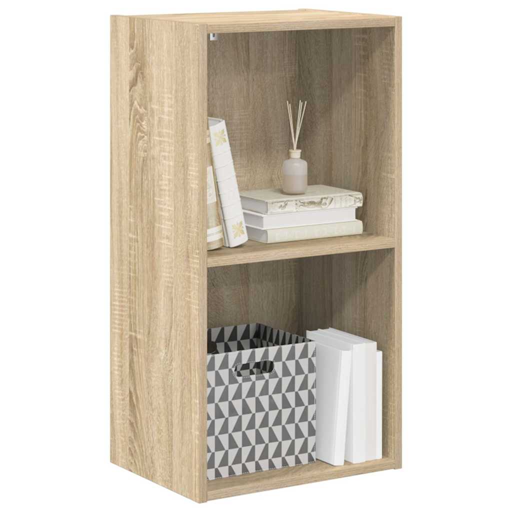 bogreol med 2 hylder 40x30x76,5 cm konstrueret træ sonoma-eg