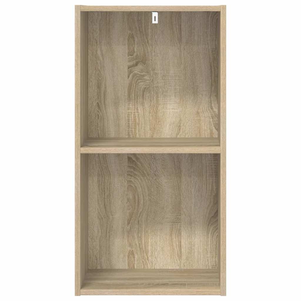 bogreol med 2 hylder 40x30x76,5 cm konstrueret træ sonoma-eg