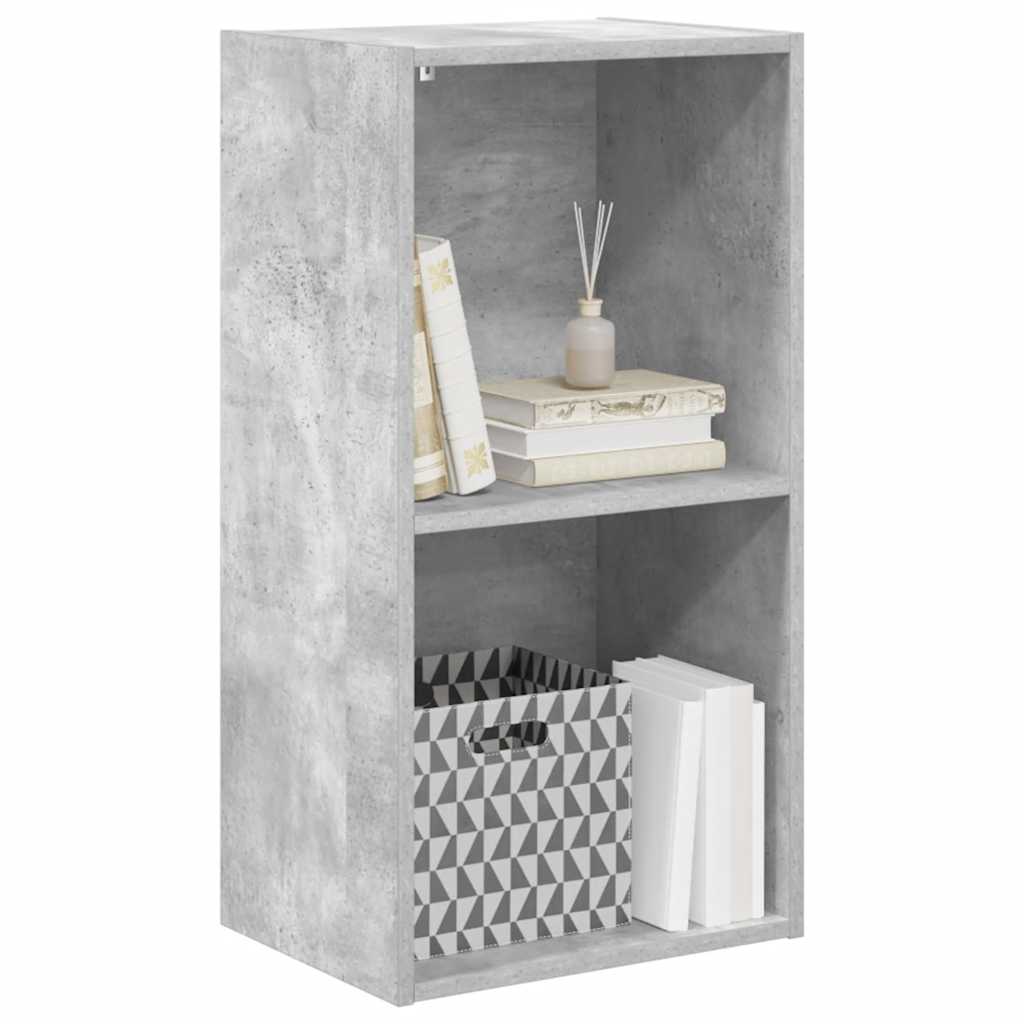 bogreol med 2 hylder 40x30x76,5 cm konstrueret træ betongrå