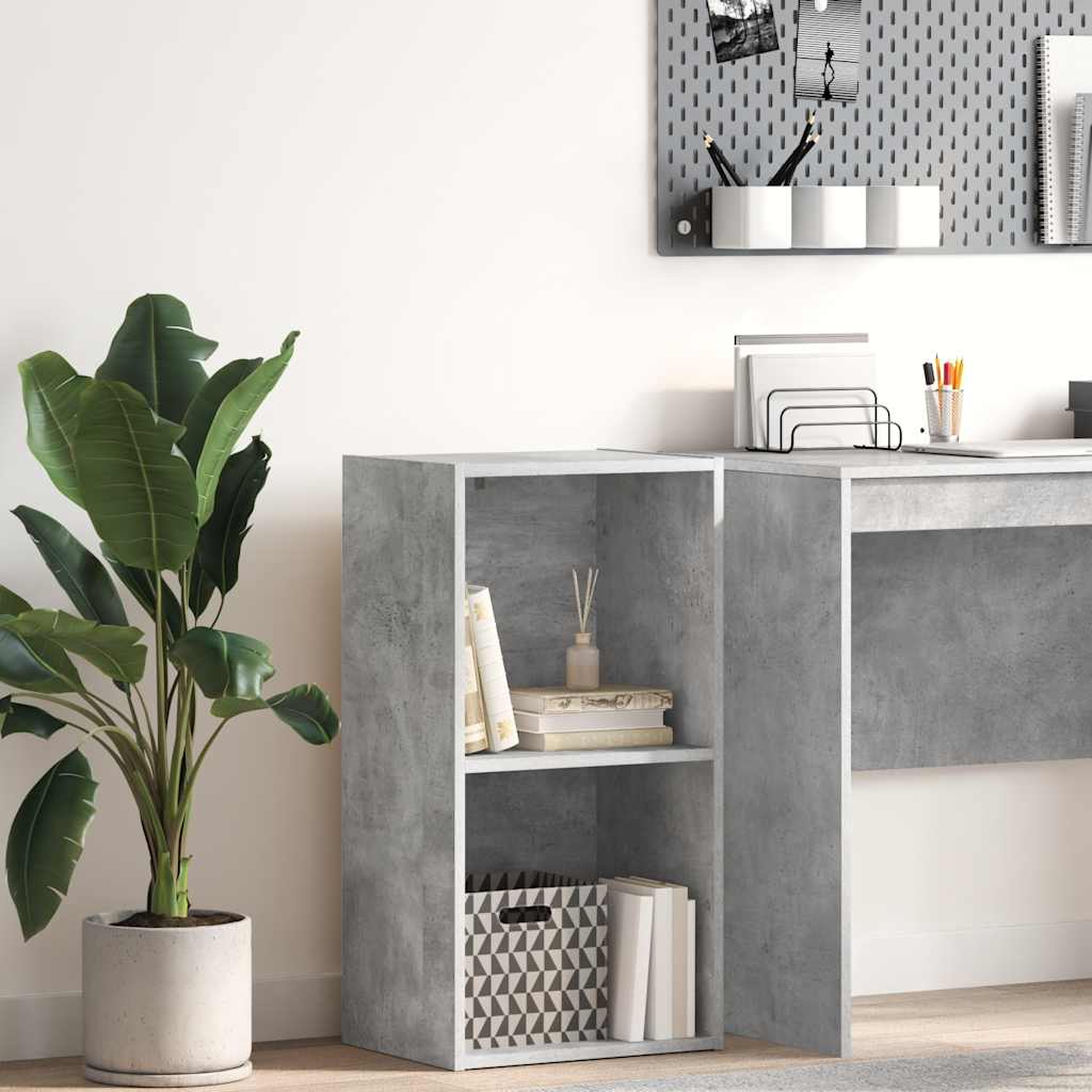bogreol med 2 hylder 40x30x76,5 cm konstrueret træ betongrå