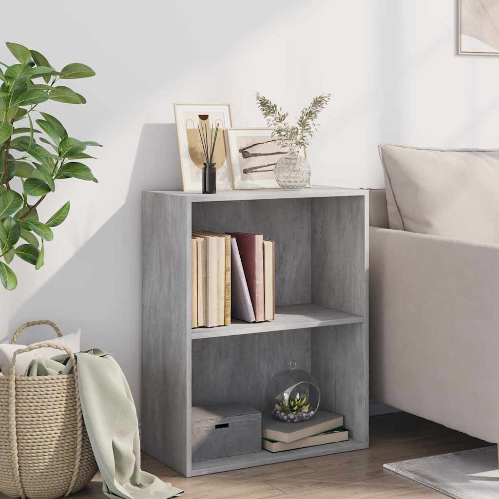 bogreol med 2 hylder 60x30x76,5 cm konstrueret træ betongrå