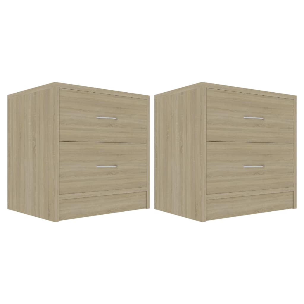 sengeborde 2 stk. 40x30x40 cm konstrueret træ sonoma-eg