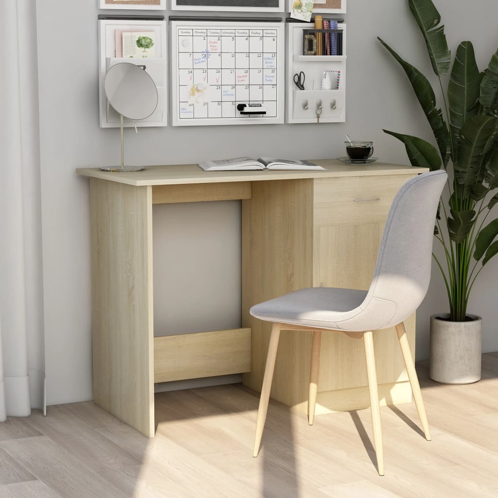 skrivebord 100x50x76 cm konstrueret træ sonoma-eg