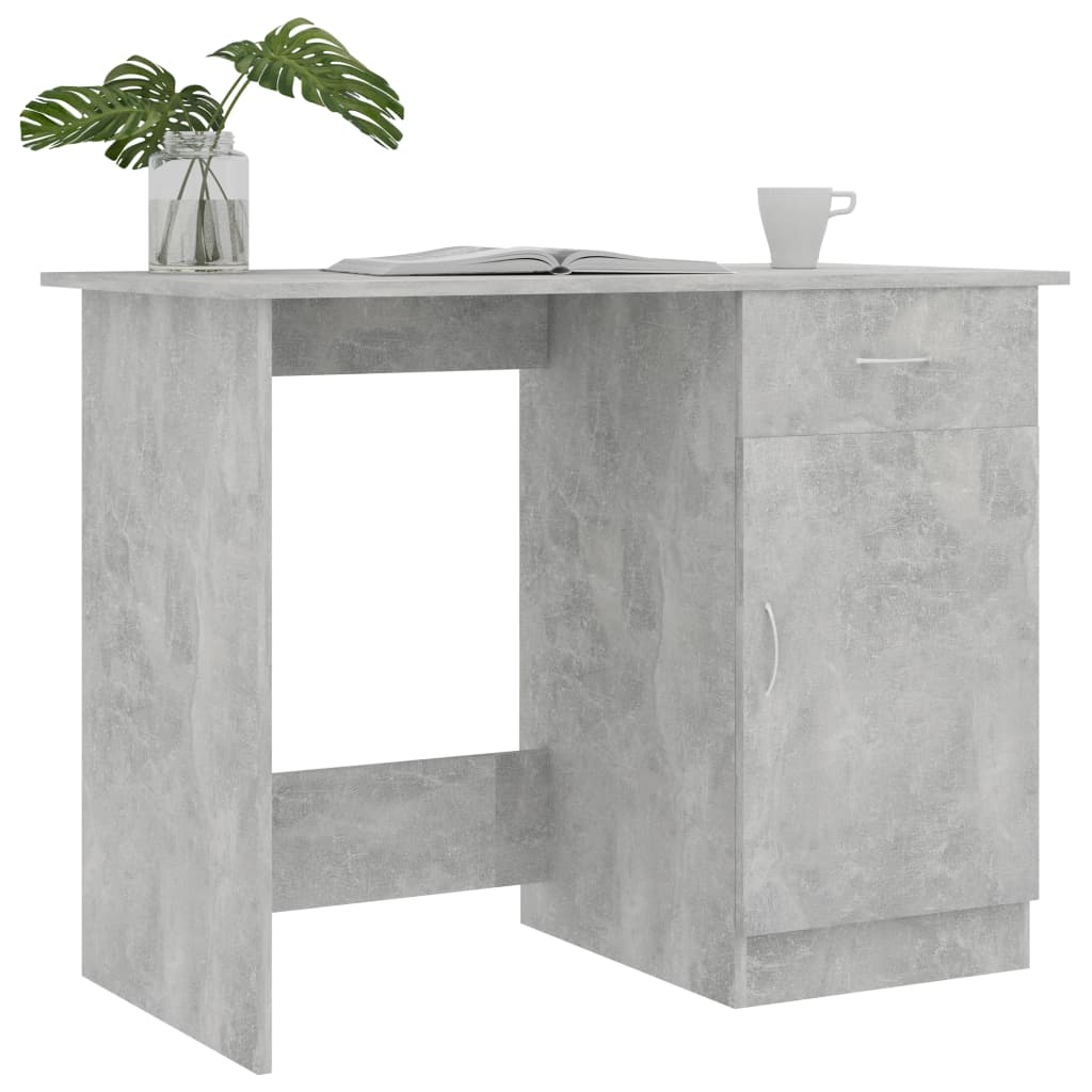 skrivebord 100x50x76 cm konstrueret træ betongrå