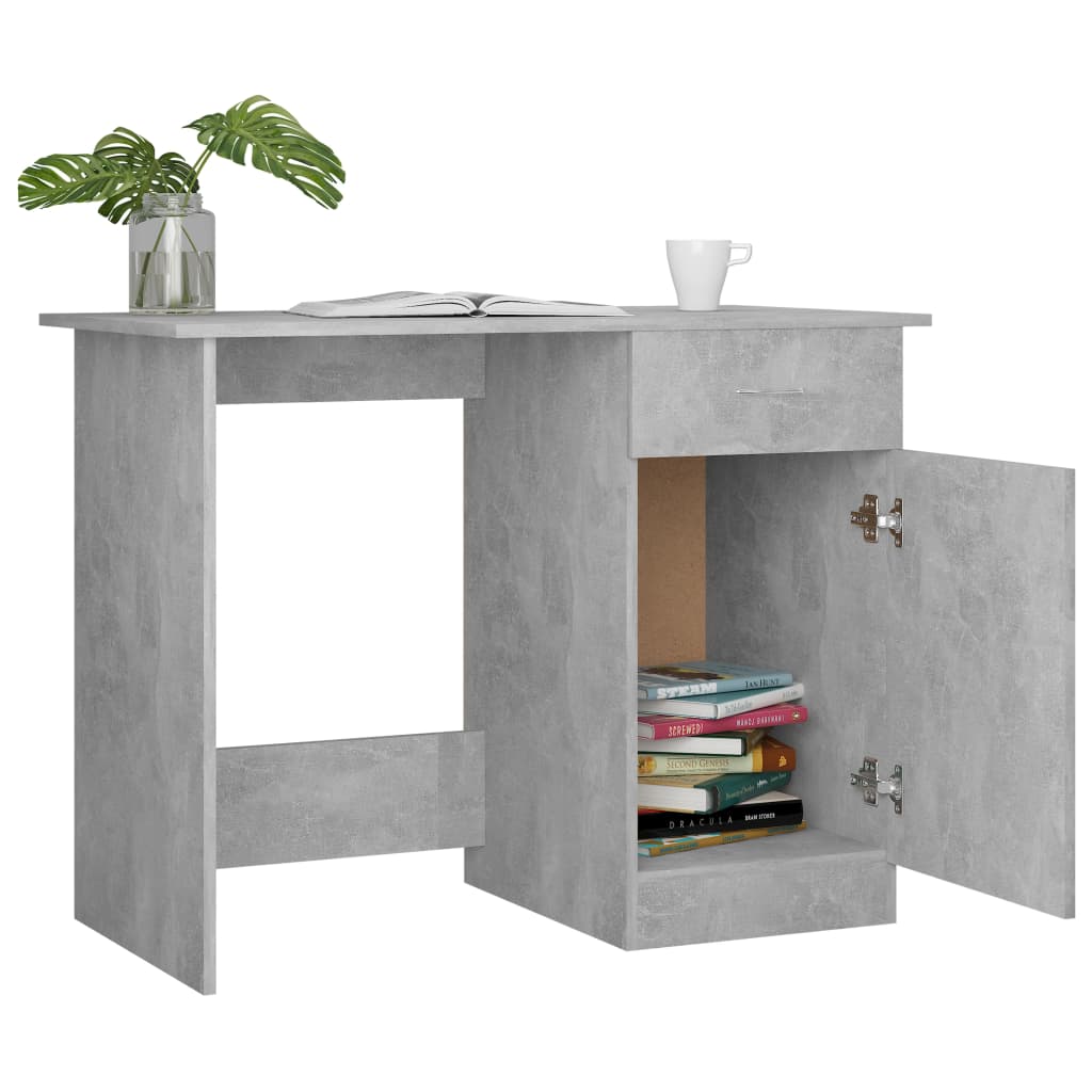 skrivebord 100x50x76 cm konstrueret træ betongrå