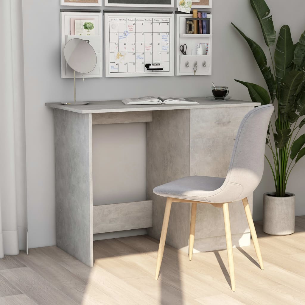 skrivebord 100x50x76 cm konstrueret træ betongrå