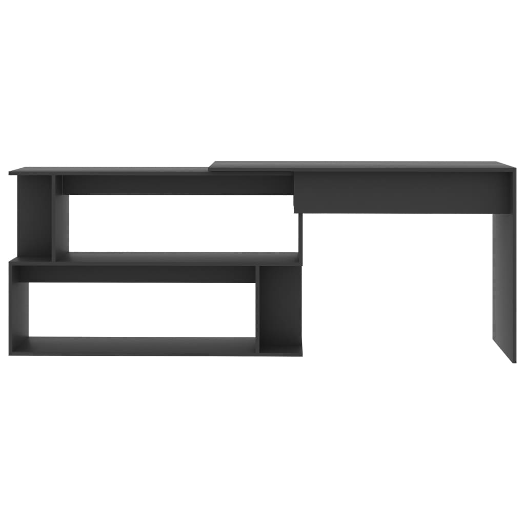 skrivebord til hjørne 200x50x76 cm konstrueret træ grå