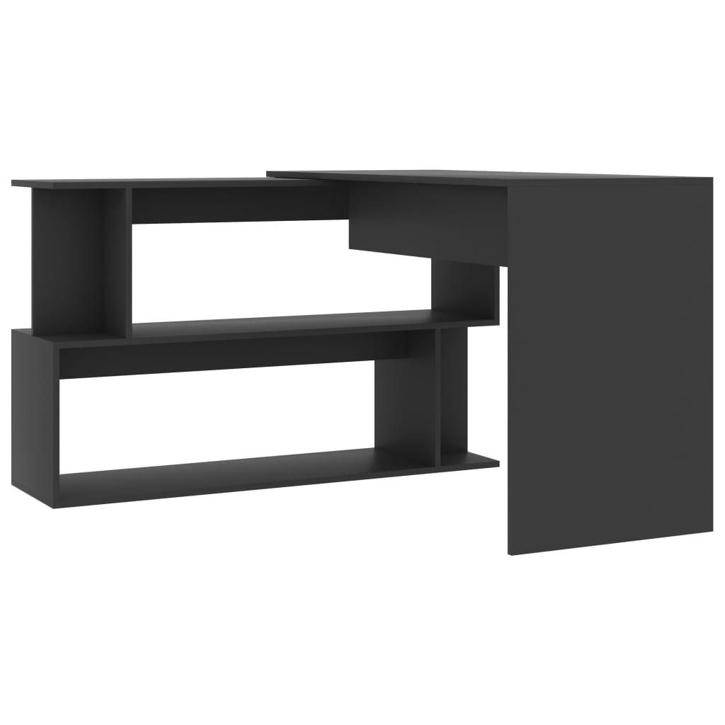 skrivebord til hjørne 200x50x76 cm konstrueret træ grå