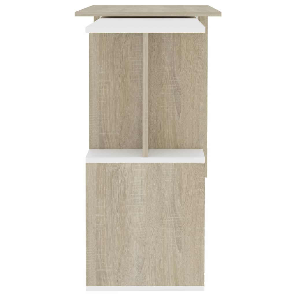 skrivebord 200x50x76 cm konstrueret træ hvid og sonoma-eg