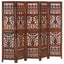5-panels rumdeler håndskåret 200 x 165 cm massivt mangotræ brun