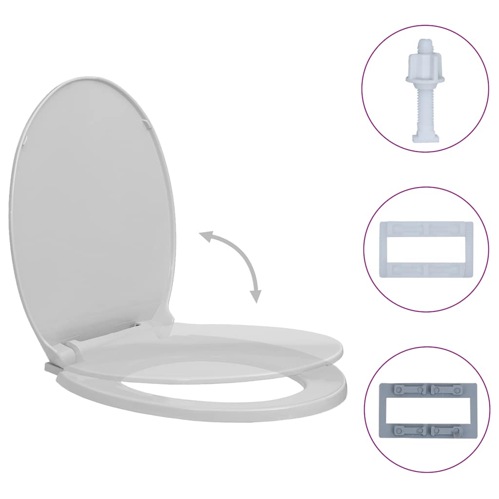 toiletsæde med soft-close oval lysegrå