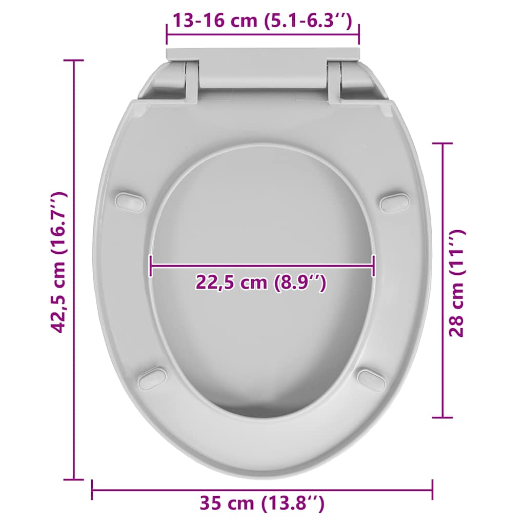 toiletsæde med soft close og quick release-funktion oval lysegrå