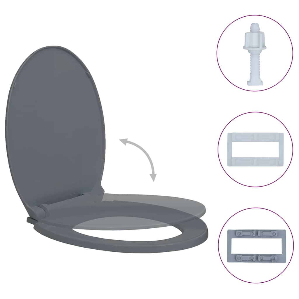 toiletsæde med soft close oval grå