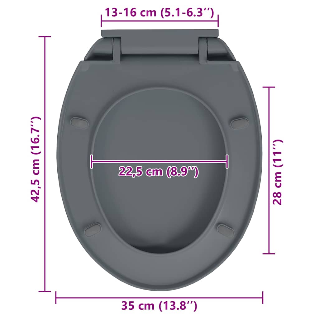 toiletsæde med soft close oval grå