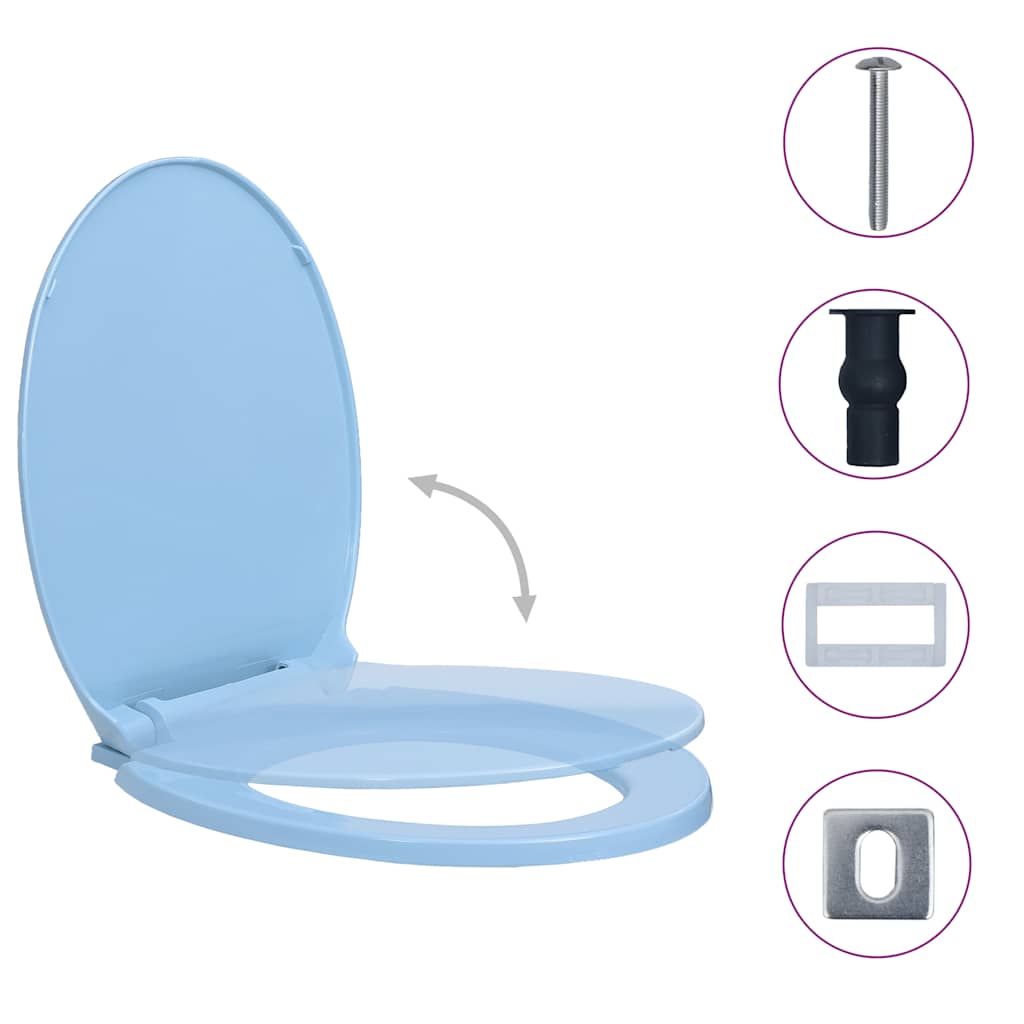 soft close toiletsæde quick release oval blå