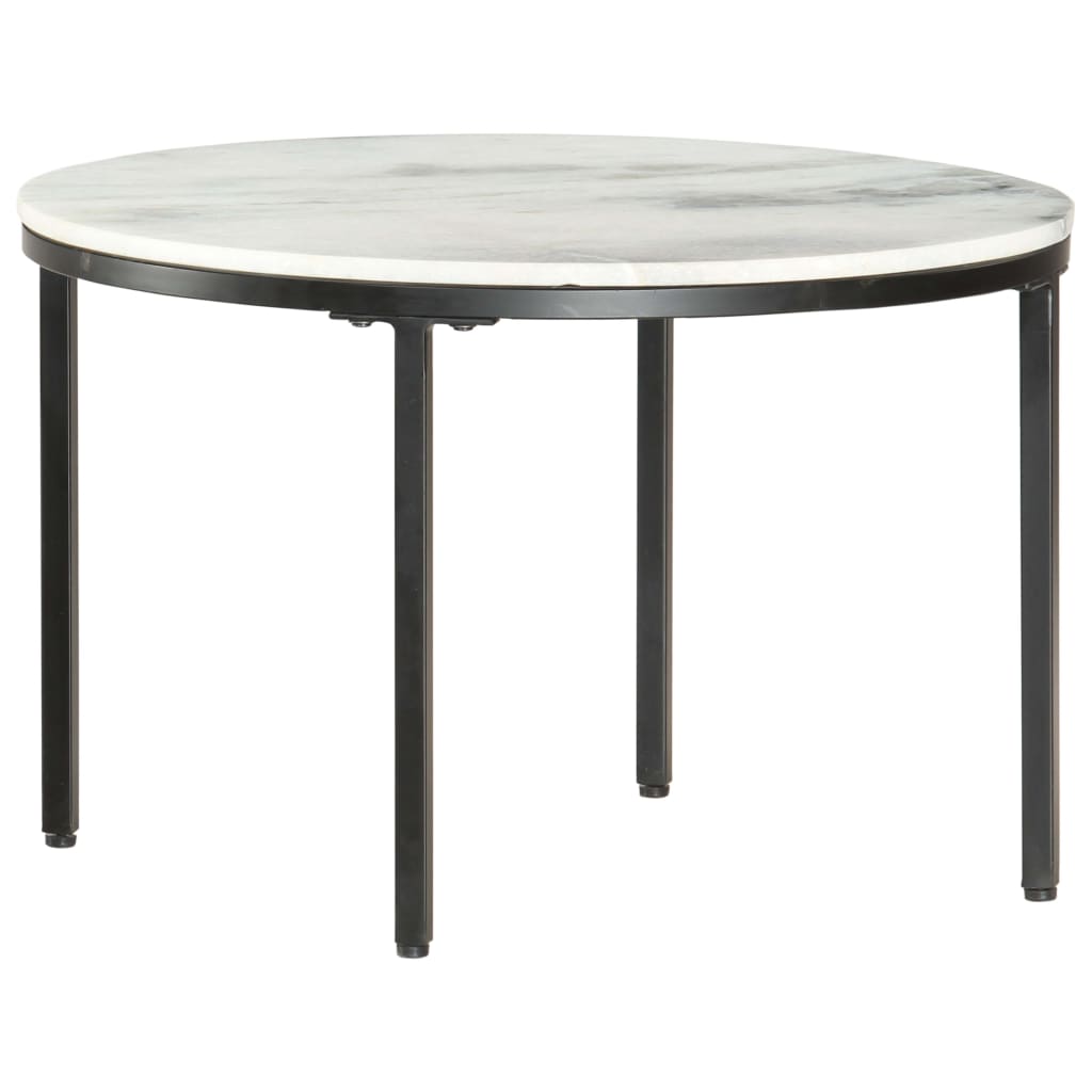 sofabord Ø64 cm ægte massivt marmor hvid og sort
