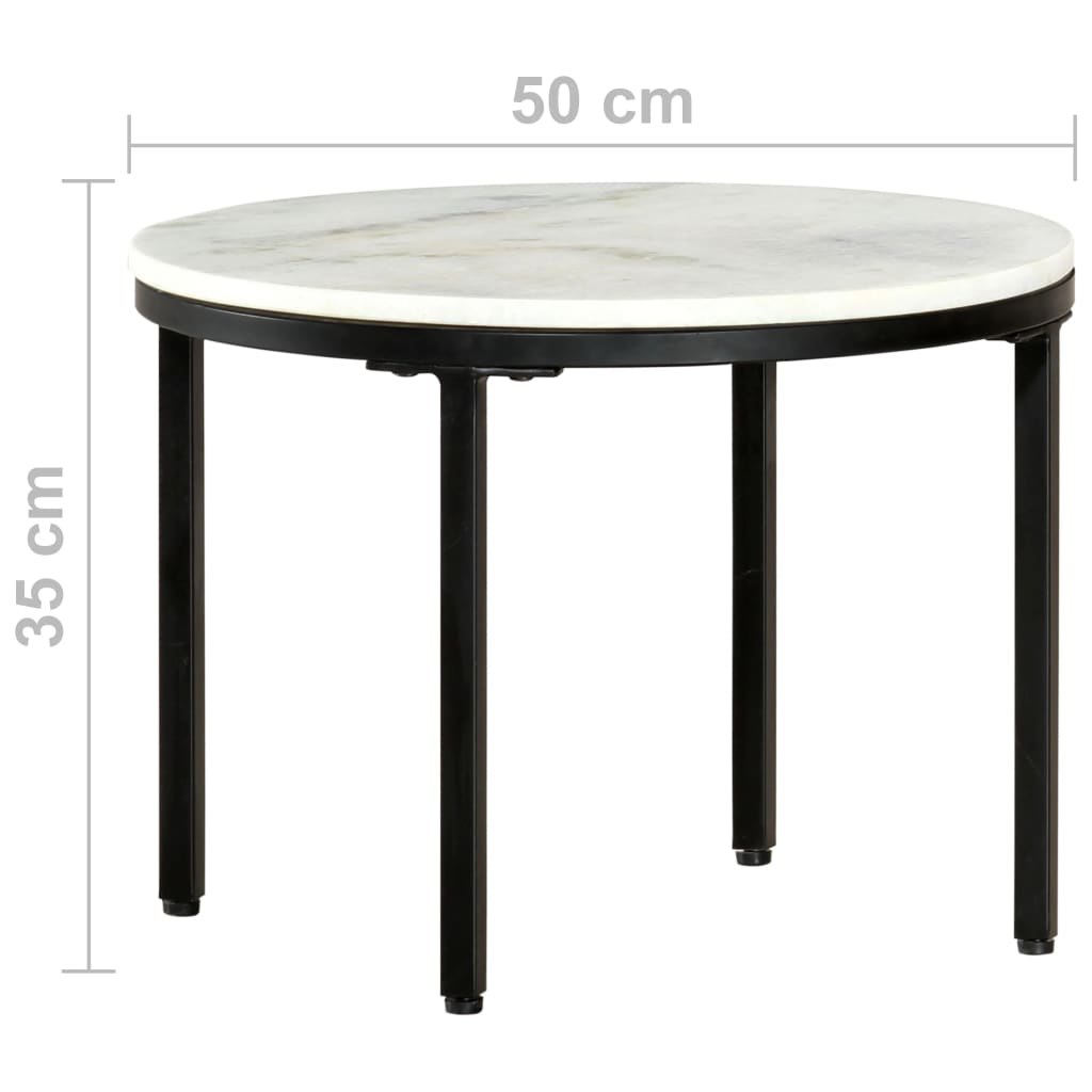 sofabord Ø 50 cm ægte massivt marmor hvid og sort