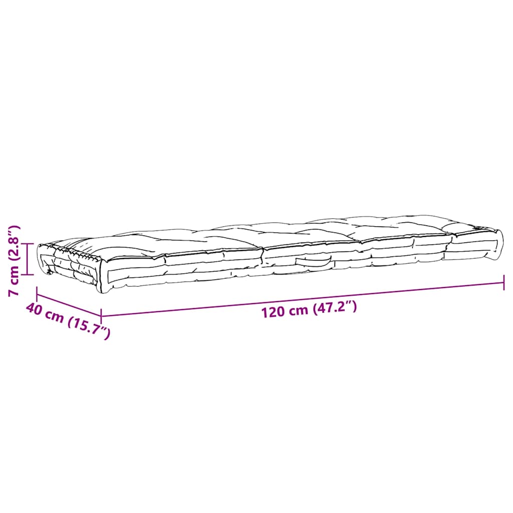hynde til pallesofa 120x40x7 cm sort