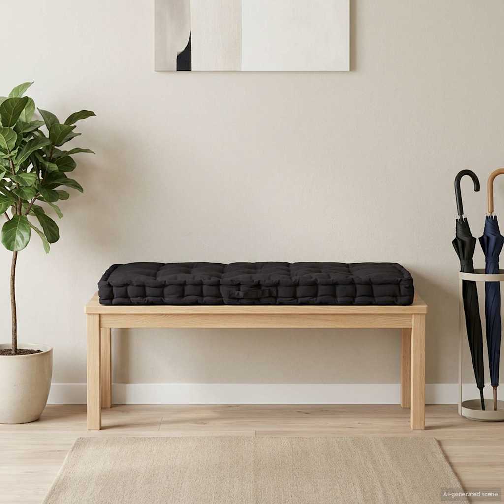 hynde til pallesofa 120x80x10 cm bomuld sort