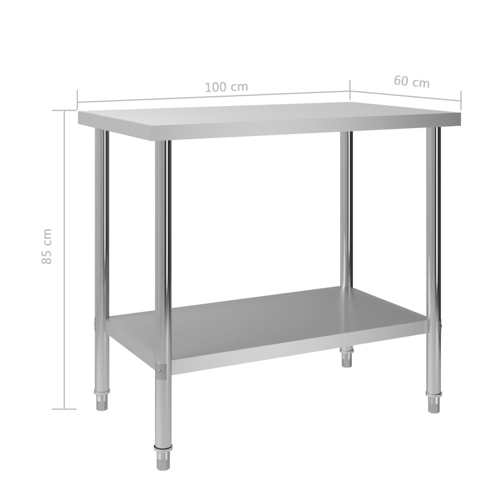 arbejdsbord til køkken 100x60x85 cm rustfrit stål