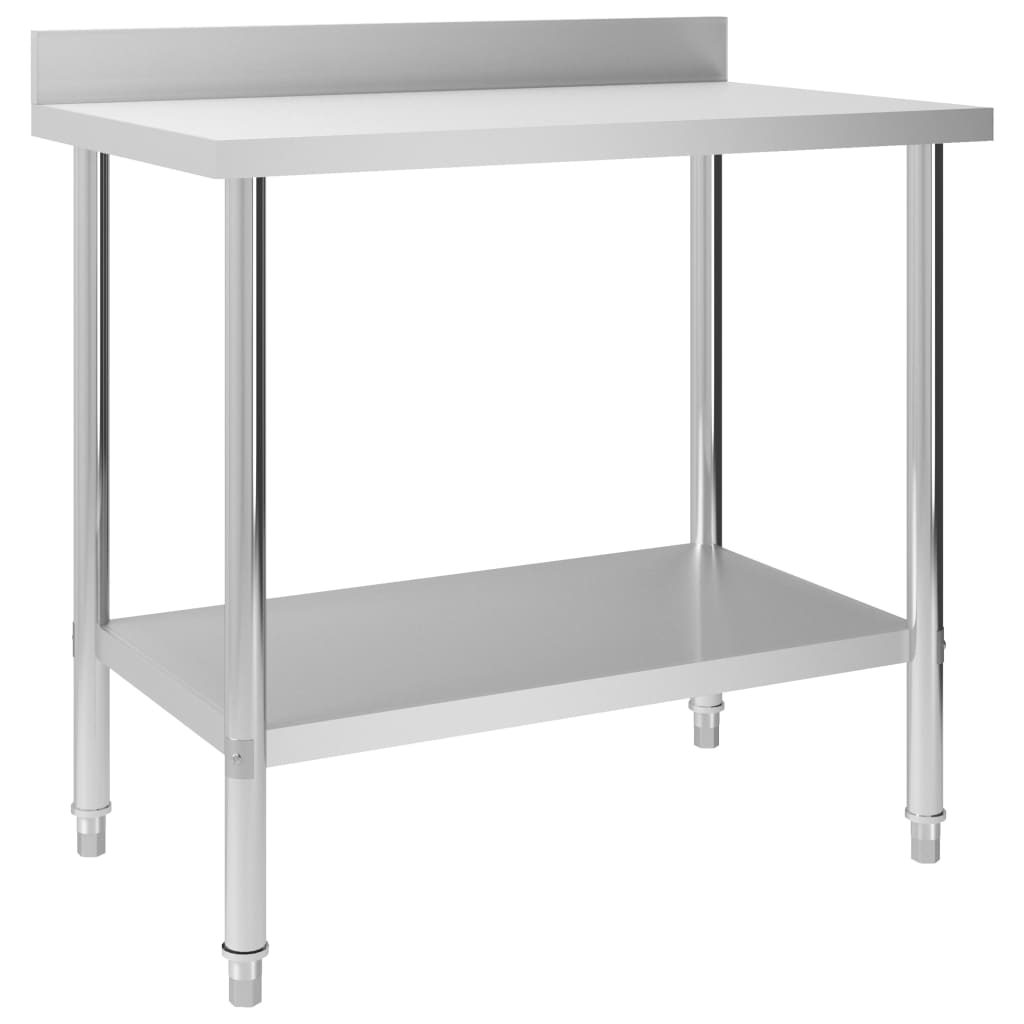 arbejdsbord til køkken m. stænkplade 100x60x93 cm rustfrit stål
